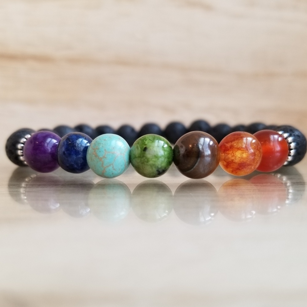 7 Chakra Healing Lava Bead Stretch Bracelet